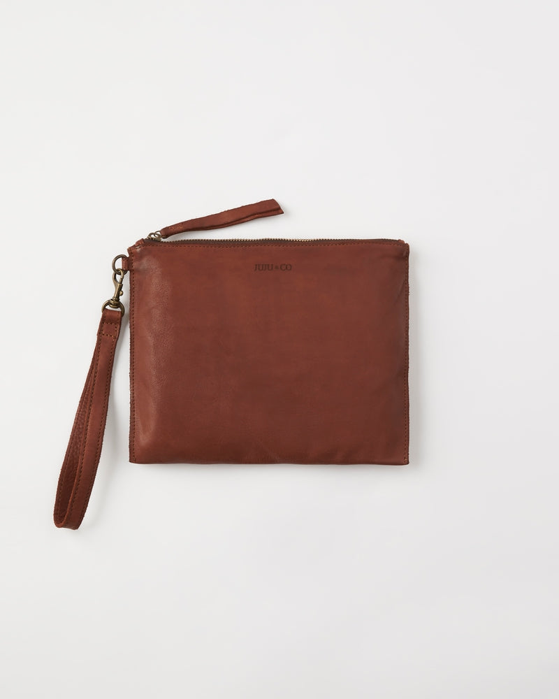 Large Flat Pouch - Cognac