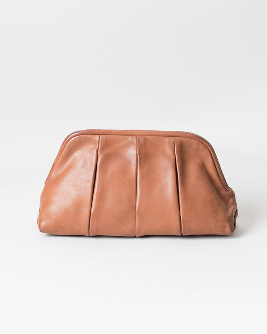 JuJu Pleated Clutch - Cognac