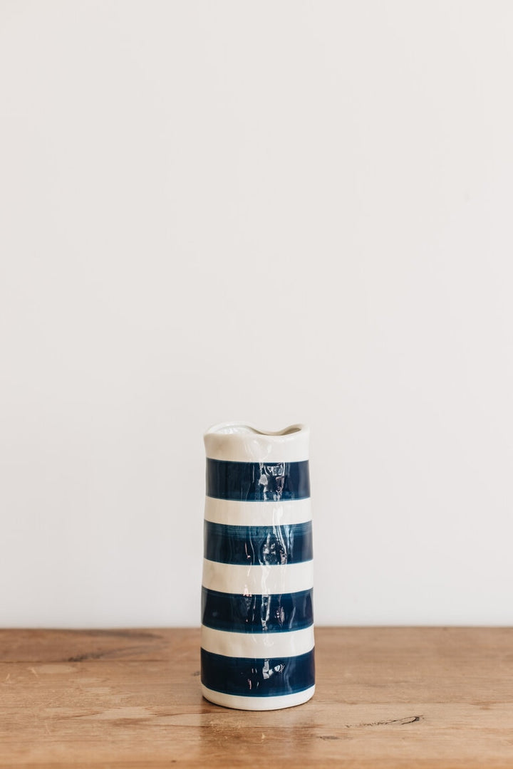 Medium Navy Horizontal Stripe Vase