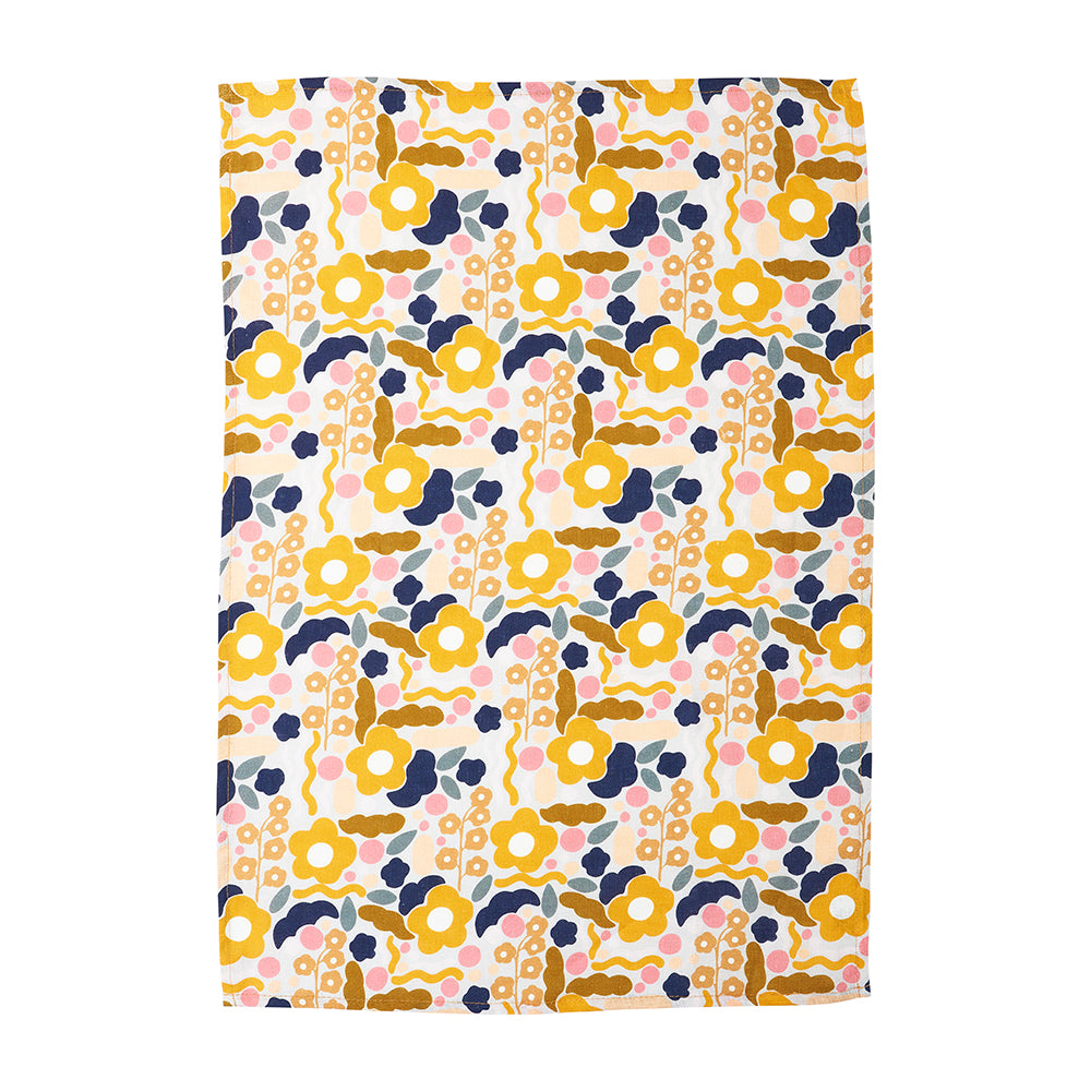 Linen T-Towel - Puzzle Mustard